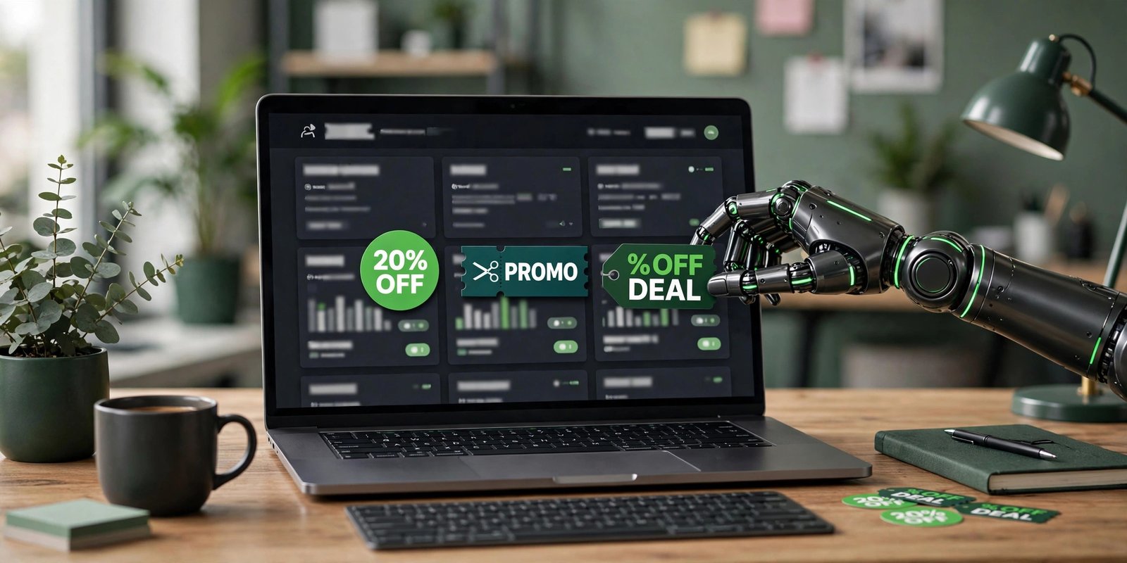 Google Ads adding website offer coupons and deals to search ads automatically on a laptop dashboard