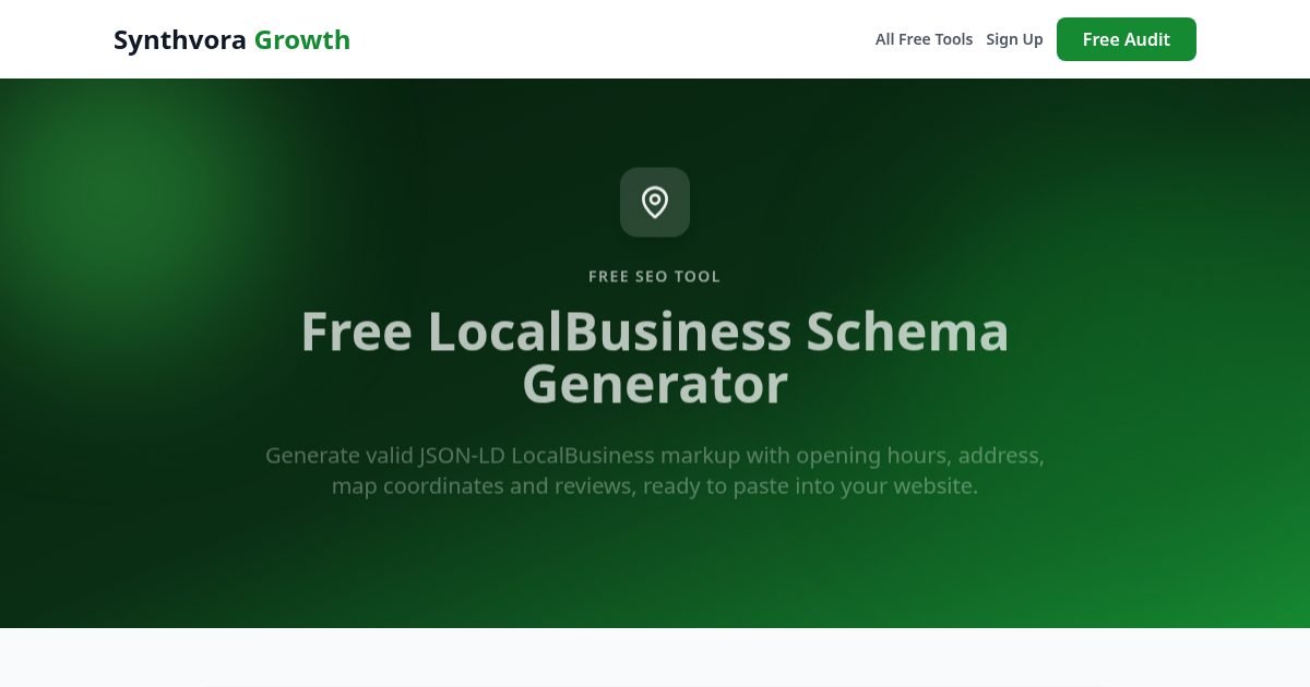 Free LocalBusiness Schema Generator tool preview