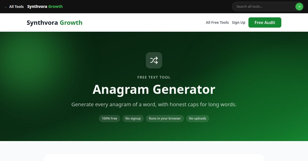 Anagram Generator tool preview