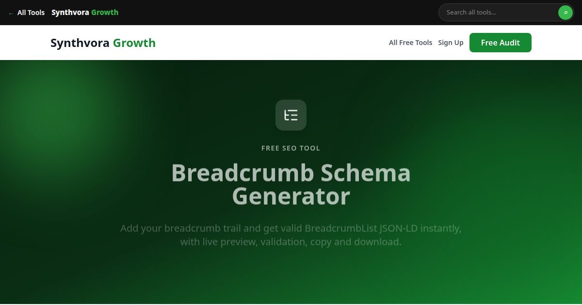 Breadcrumb Schema Generator tool preview
