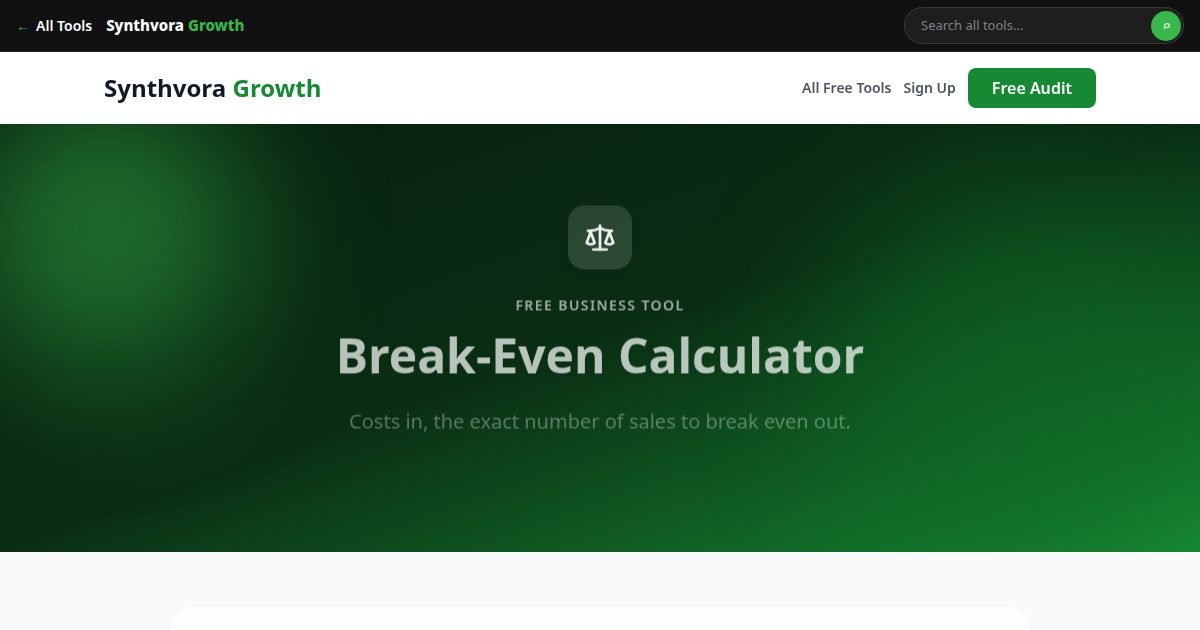 Break-Even Calculator tool preview