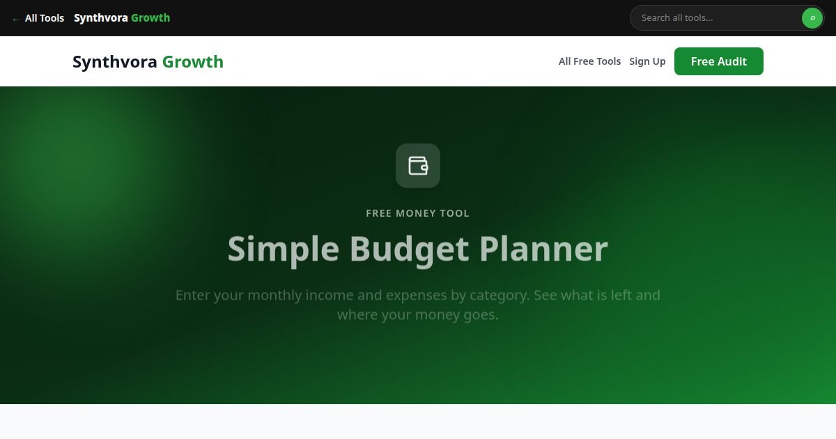 Simple Budget Planner tool preview