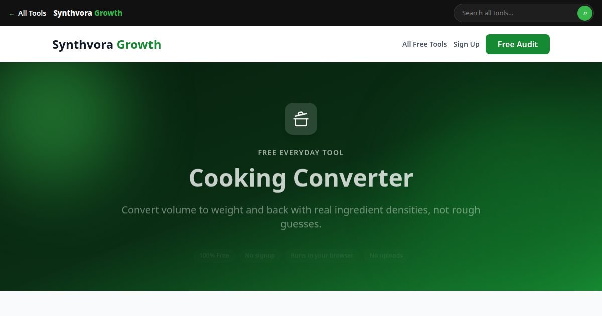 Cooking Converter tool preview