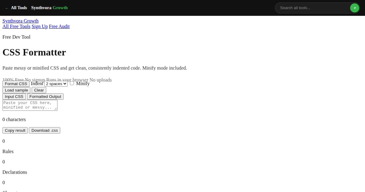CSS Formatter tool preview