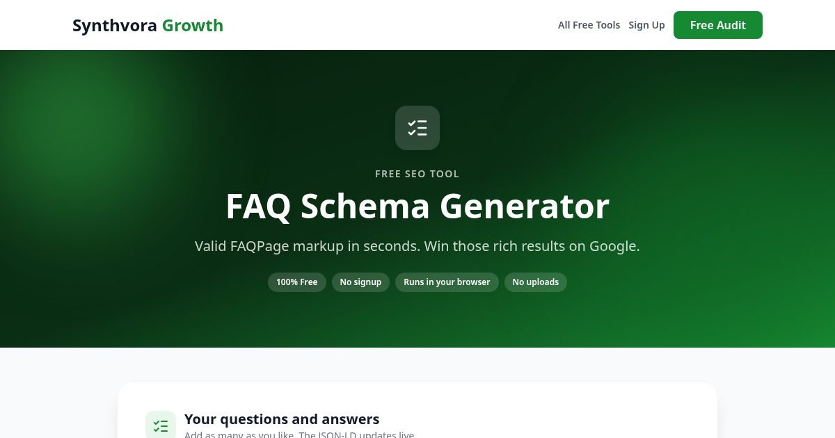 FAQ Schema Generator tool preview