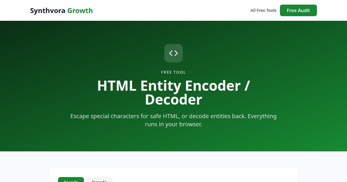 HTML Entity Encoder / Decoder tool preview
