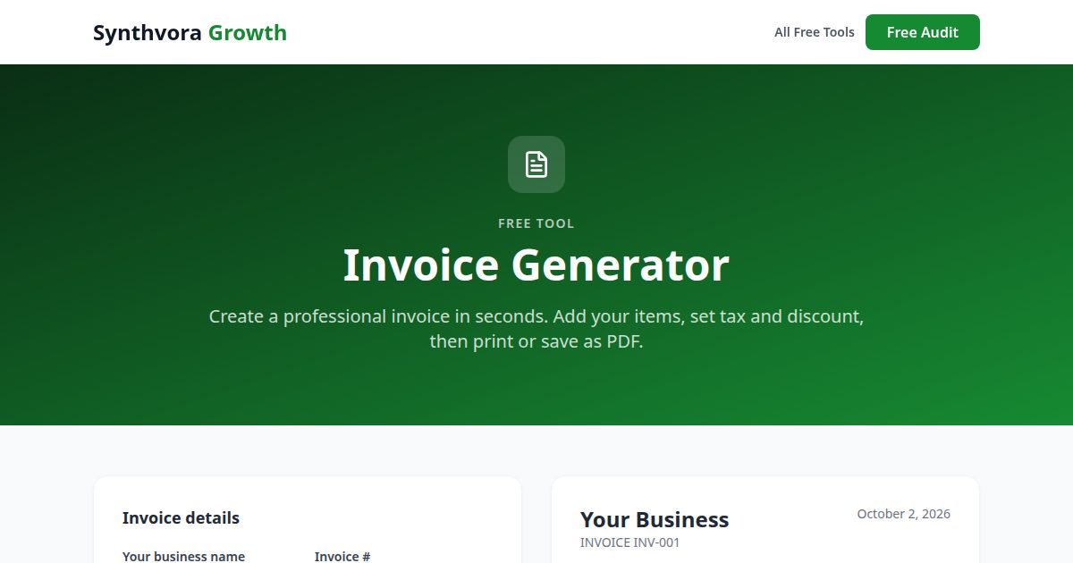 Invoice Generator tool preview