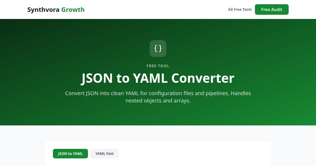 JSON to YAML Converter tool preview