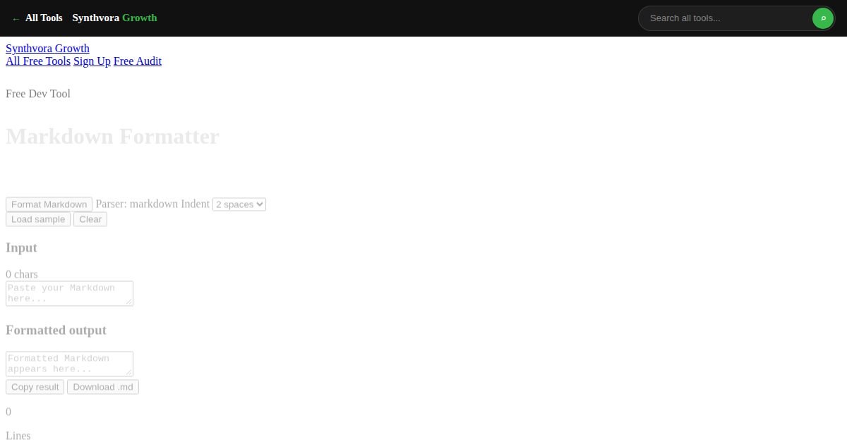 Markdown Formatter tool preview