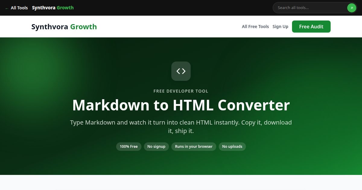 Markdown to HTML Converter tool preview