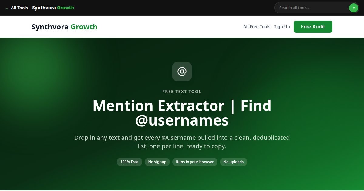 Mention Extractor | Find @usernames tool preview