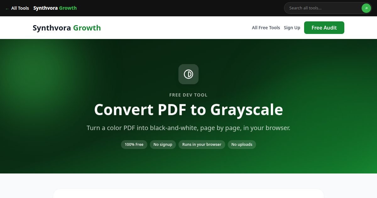 Convert PDF to Grayscale tool preview