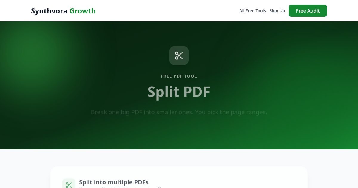 Split PDF tool preview