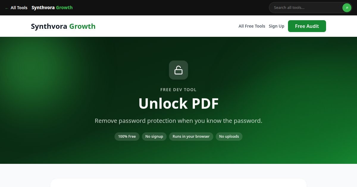 Unlock PDF tool preview