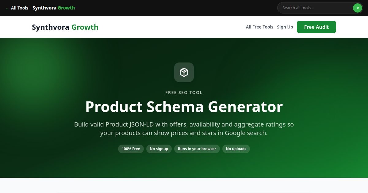 Product Schema Generator tool preview