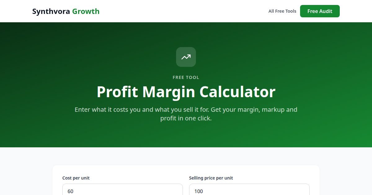 Profit Margin Calculator tool preview