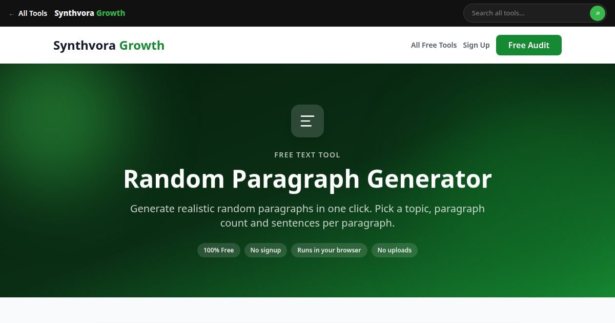 Random Paragraph Generator tool preview