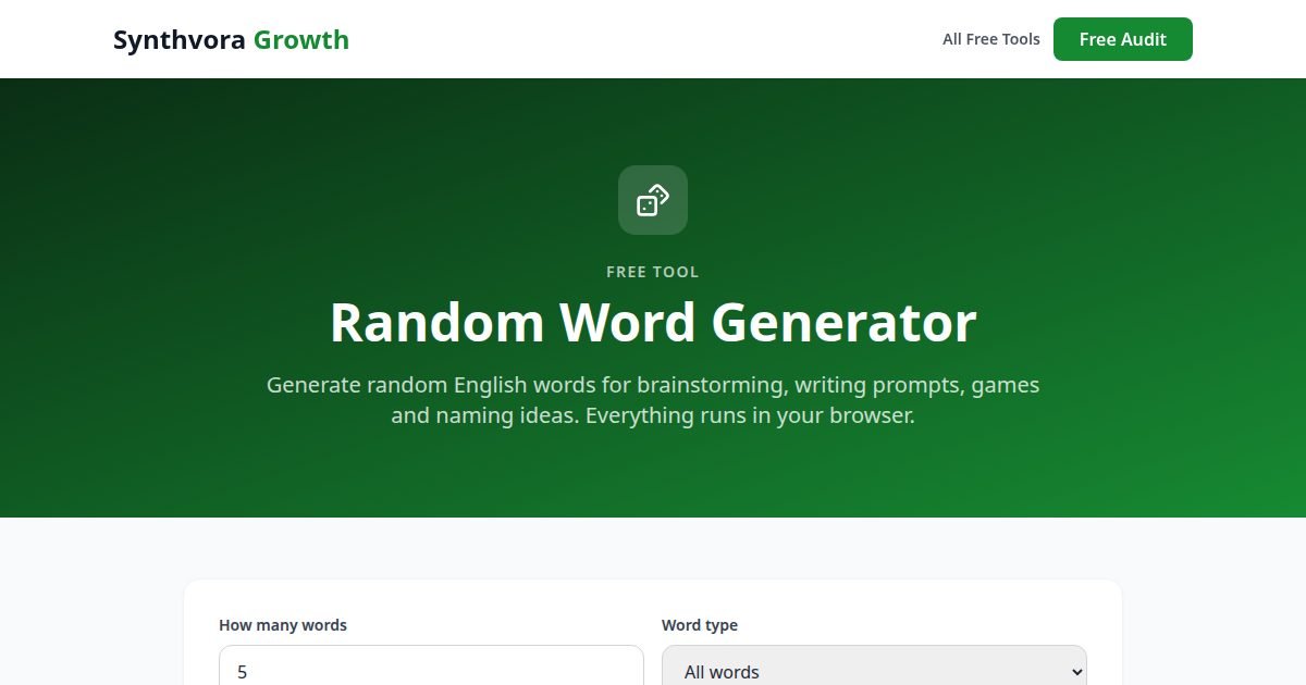 Random Word Generator tool preview
