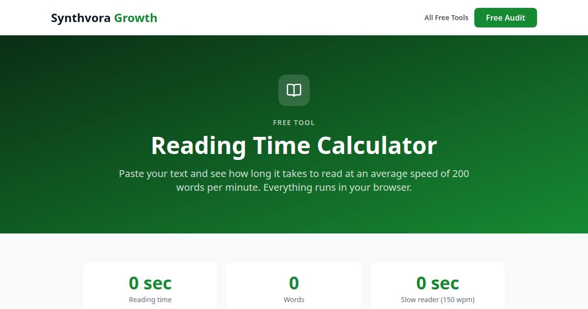 Reading Time Calculator tool preview