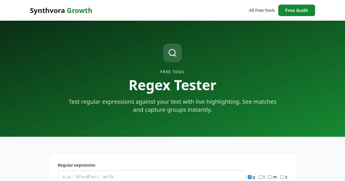 Regex Tester tool preview