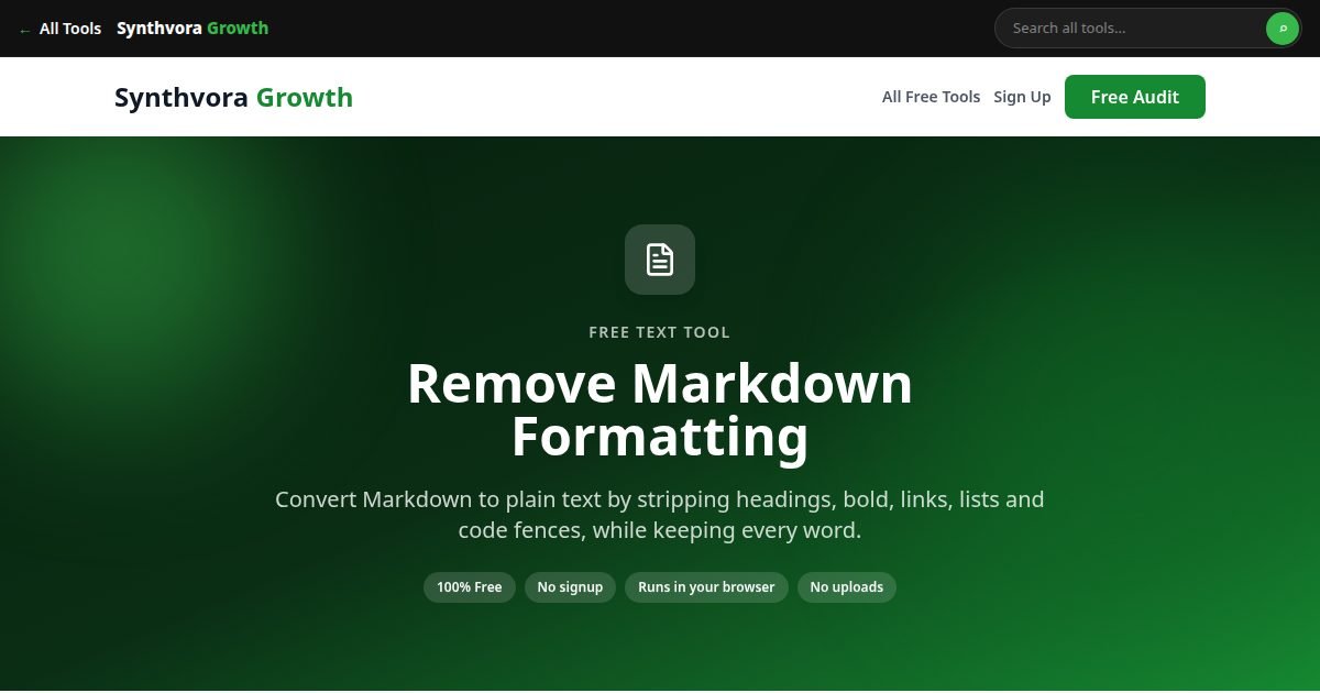 Remove Markdown Formatting tool preview