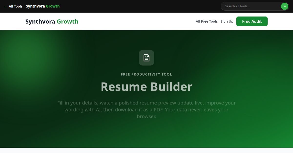 Resume Builder tool preview