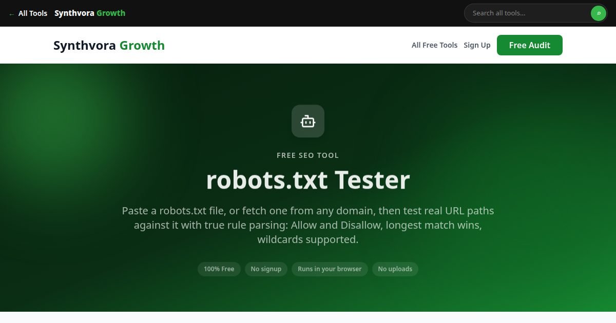 robots.txt Tester tool preview