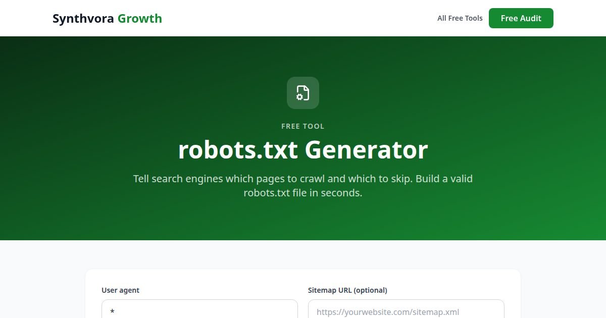 robots.txt Generator tool preview
