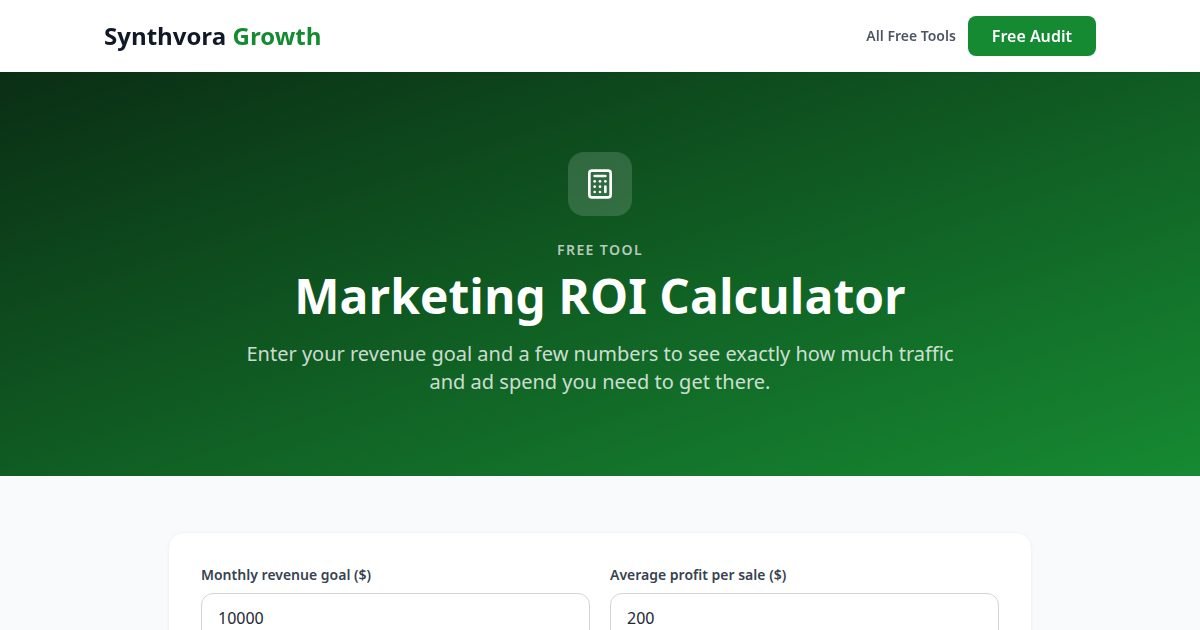 Marketing ROI Calculator tool preview