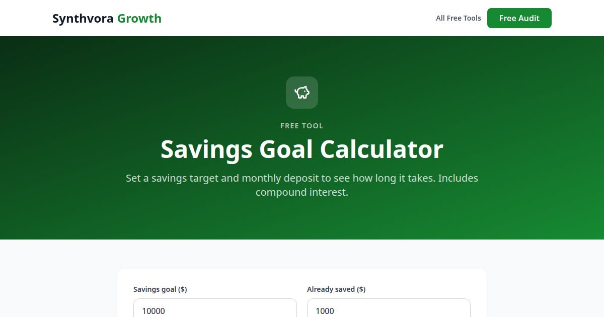 Savings Goal Calculator tool preview