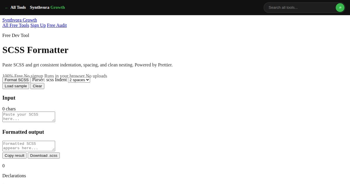 SCSS Formatter tool preview