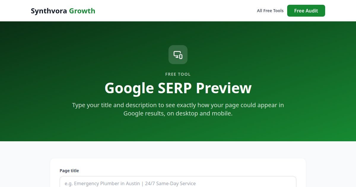 Google SERP Preview tool preview