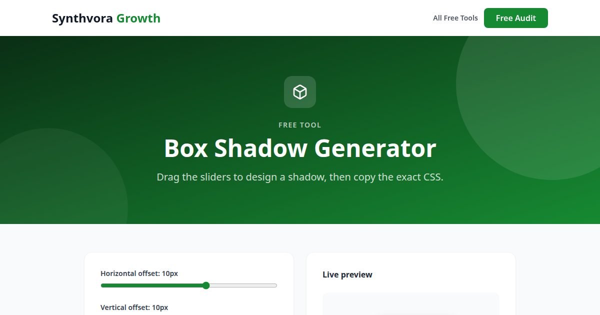 Box Shadow Generator tool preview
