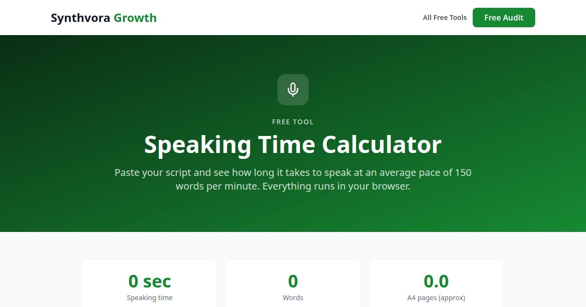 Speaking Time Calculator tool preview