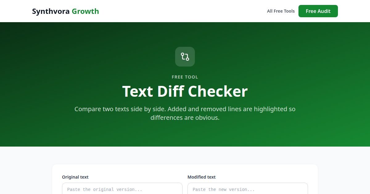 Text Diff Checker tool preview