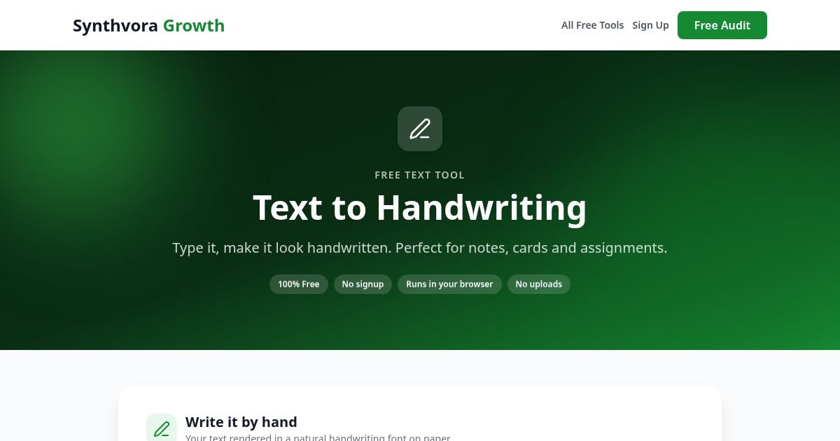 Text to Handwriting Converter tool preview