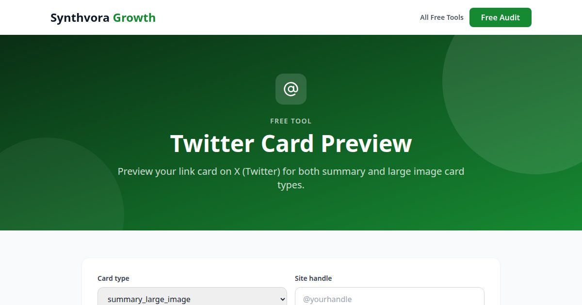 Twitter Card Preview tool preview