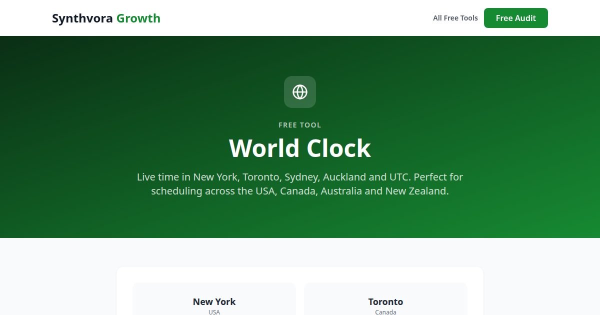 World Clock tool preview